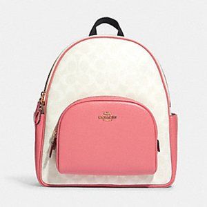 Coach 5671 Court Backpack In Signature Canvas Chalk / Taffy